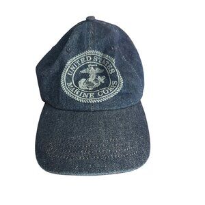Vintage JHats Denim US Marine Corps Adj Hat Cap Baseball Hook Loop